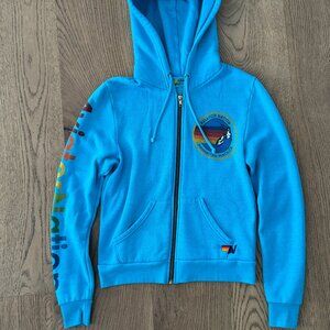 Aviator Nation Zip Hoodie, Turquoise, Size XS